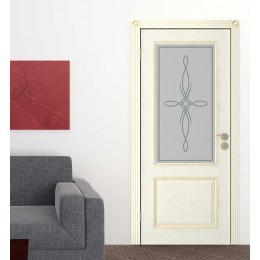 Межкомнатная дверь Бергамо 3, стекло, Эмаль крем